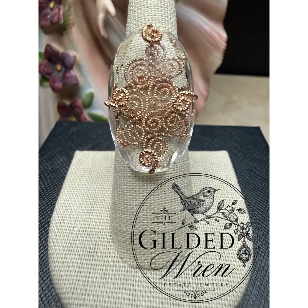 Milor 14K Rose Gold Statement Ring Rock Quartz Gemstone Italy Size 7 8.19g
